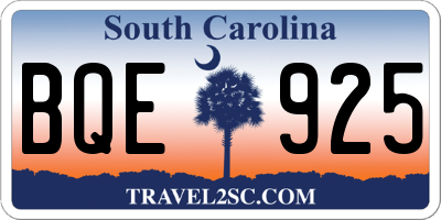 SC license plate BQE925