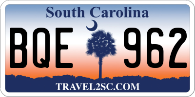 SC license plate BQE962