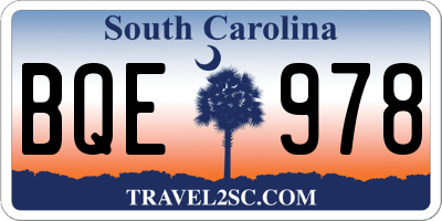SC license plate BQE978