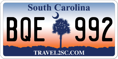 SC license plate BQE992