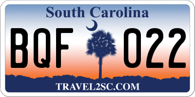 SC license plate BQF022