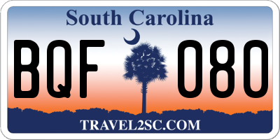 SC license plate BQF080