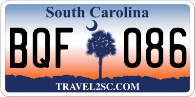 SC license plate BQF086