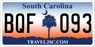 SC license plate BQF093