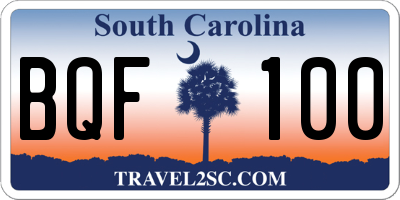 SC license plate BQF100