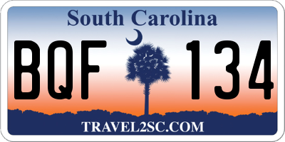 SC license plate BQF134