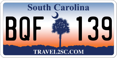 SC license plate BQF139