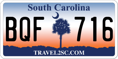 SC license plate BQF716