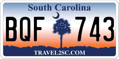 SC license plate BQF743