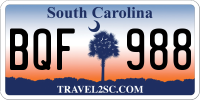 SC license plate BQF988
