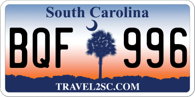 SC license plate BQF996