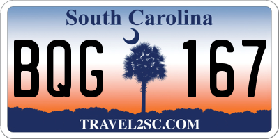 SC license plate BQG167