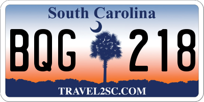 SC license plate BQG218
