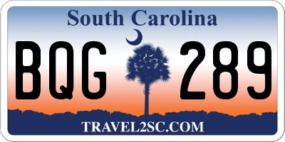 SC license plate BQG289