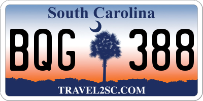 SC license plate BQG388