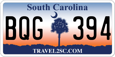 SC license plate BQG394