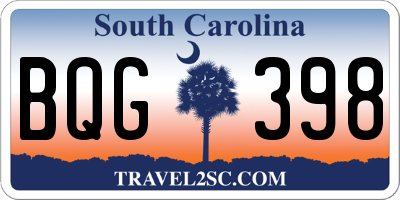 SC license plate BQG398