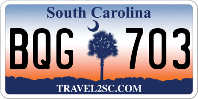 SC license plate BQG703
