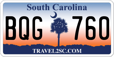 SC license plate BQG760