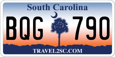 SC license plate BQG790