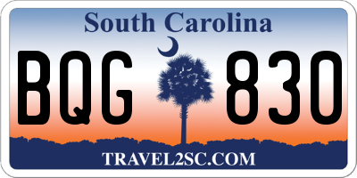 SC license plate BQG830