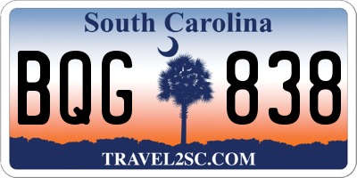 SC license plate BQG838