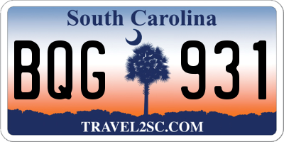 SC license plate BQG931