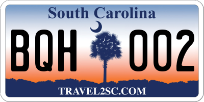 SC license plate BQH002