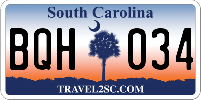 SC license plate BQH034