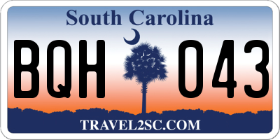 SC license plate BQH043