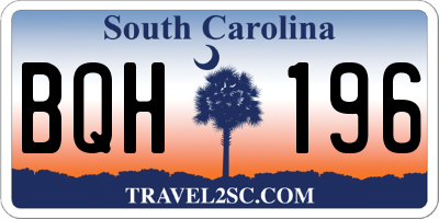 SC license plate BQH196
