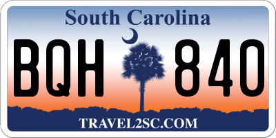 SC license plate BQH840