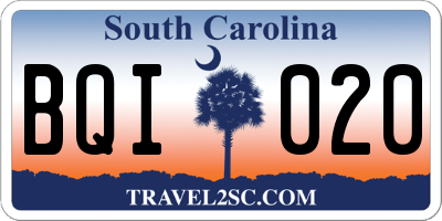 SC license plate BQI020