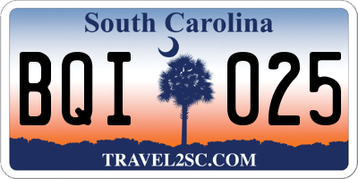 SC license plate BQI025
