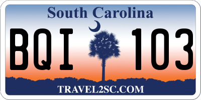 SC license plate BQI103