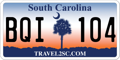 SC license plate BQI104