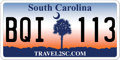 SC license plate BQI113