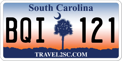 SC license plate BQI121