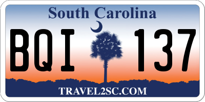 SC license plate BQI137