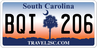 SC license plate BQI206