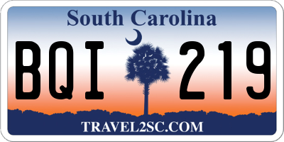 SC license plate BQI219