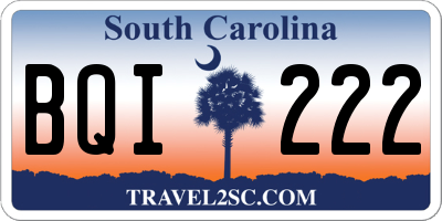 SC license plate BQI222