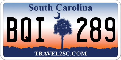 SC license plate BQI289
