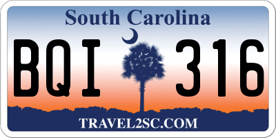 SC license plate BQI316