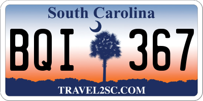 SC license plate BQI367