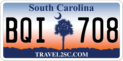SC license plate BQI708