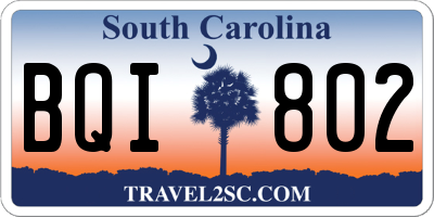 SC license plate BQI802