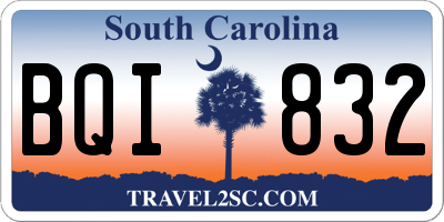 SC license plate BQI832