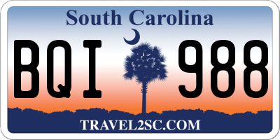 SC license plate BQI988