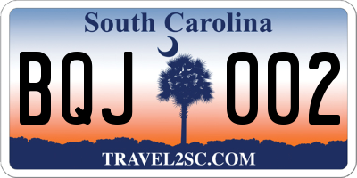 SC license plate BQJ002